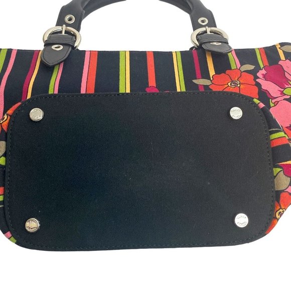 Talbots Floral Stripe Satchel - Black and Pink - Picture 11 of 15